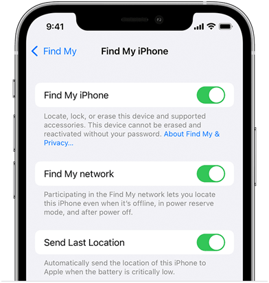 Find My Iphone Setting