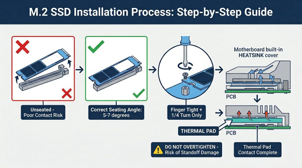 m.2 screw guide installation torque angle ssd mounting
