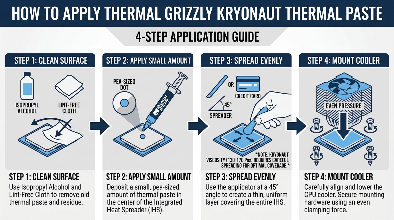 Step-by-step thermal paste application guide for Thermal Grizzly Kryonaut