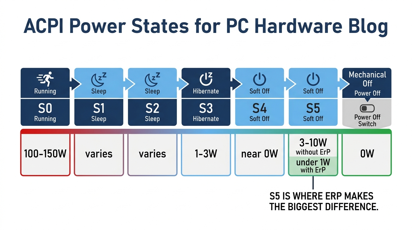 PC power states S0 S1 S2 S3 S4 S5 watt consumption diagram