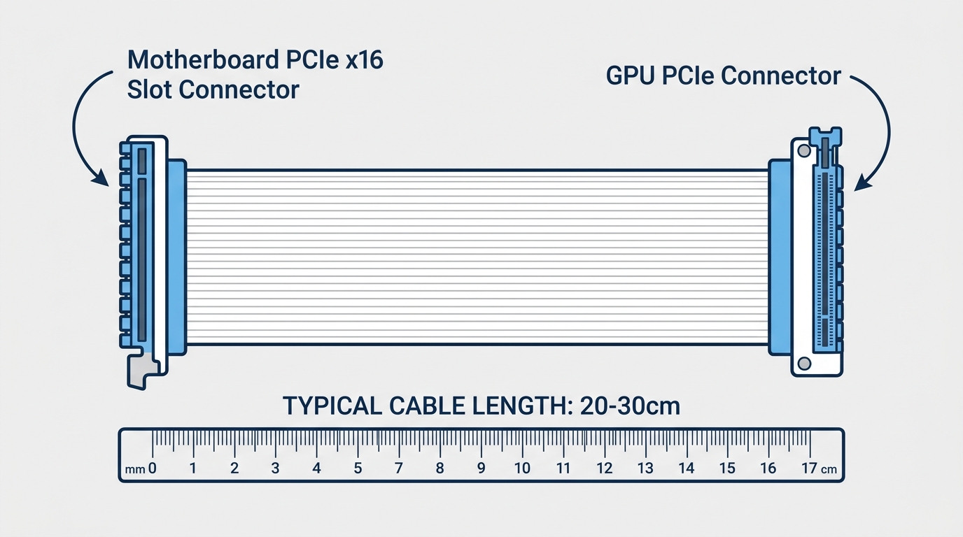 PCIe riser cable connectors motherboard slot GPU PCIe x16 connector