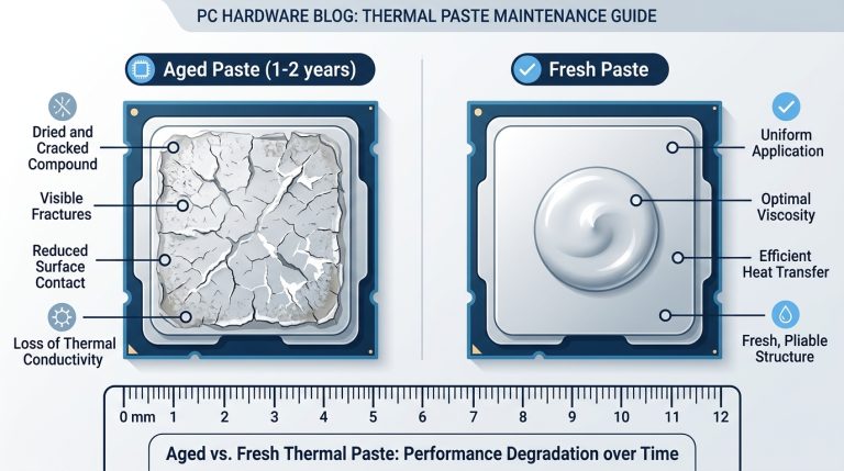 dried cracked thermal paste CPU die versus fresh pea-sized thermal paste application