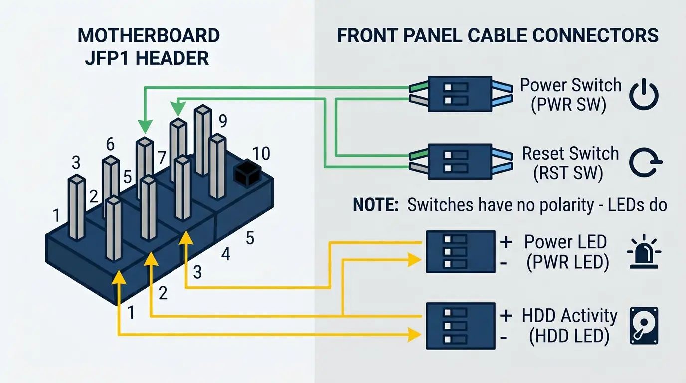 JFP1 on Motherboard: Connect Front Panel Cables | SunbeamTech