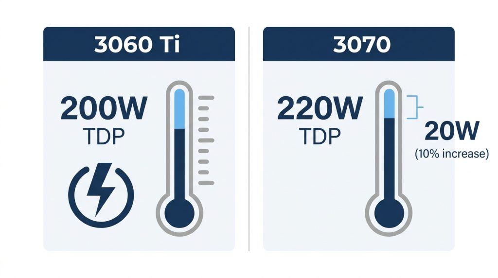 TDP power consumption comparison RTX 3060 Ti 200W 3070 220W thermal design