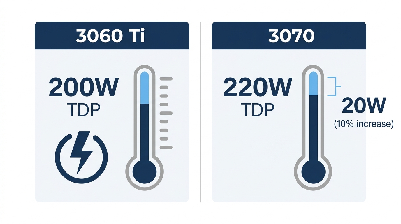 TDP power consumption comparison RTX 3060 Ti 200W 3070 220W thermal design