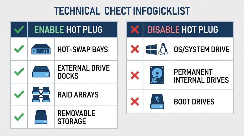 when to enable disable SATA hot plug checklist guide