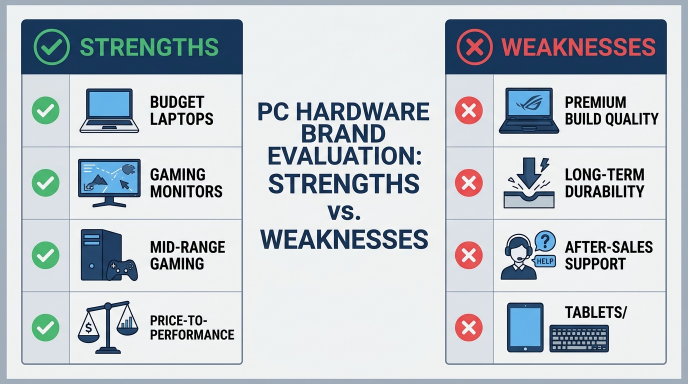 Acer strengths weaknesses budget gaming monitors durability support rating