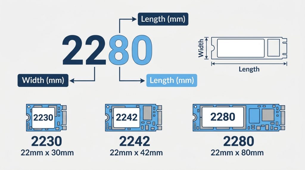 M.2 2280 naming convention width length millimeters diagram