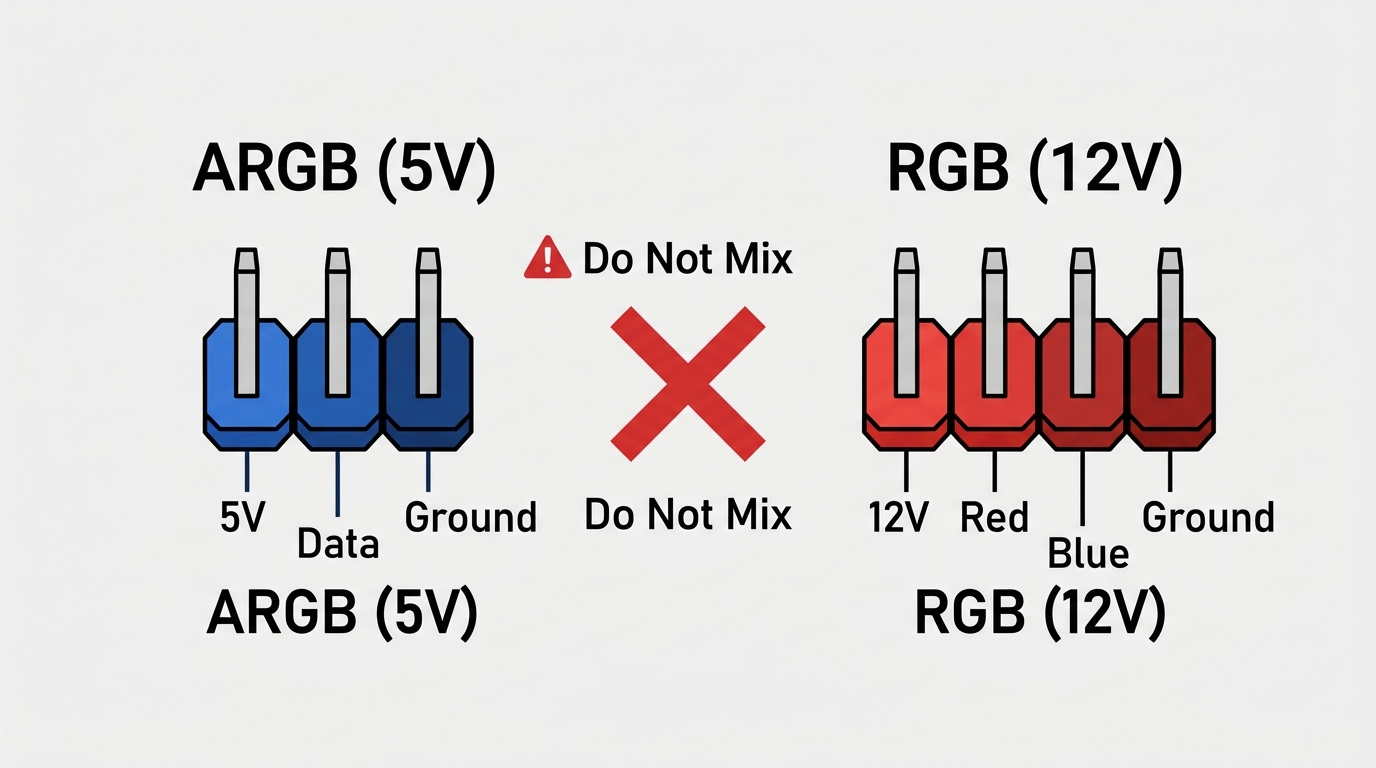 ARGB 3-pin 5V vs RGB 4-pin 12V motherboard header pinout