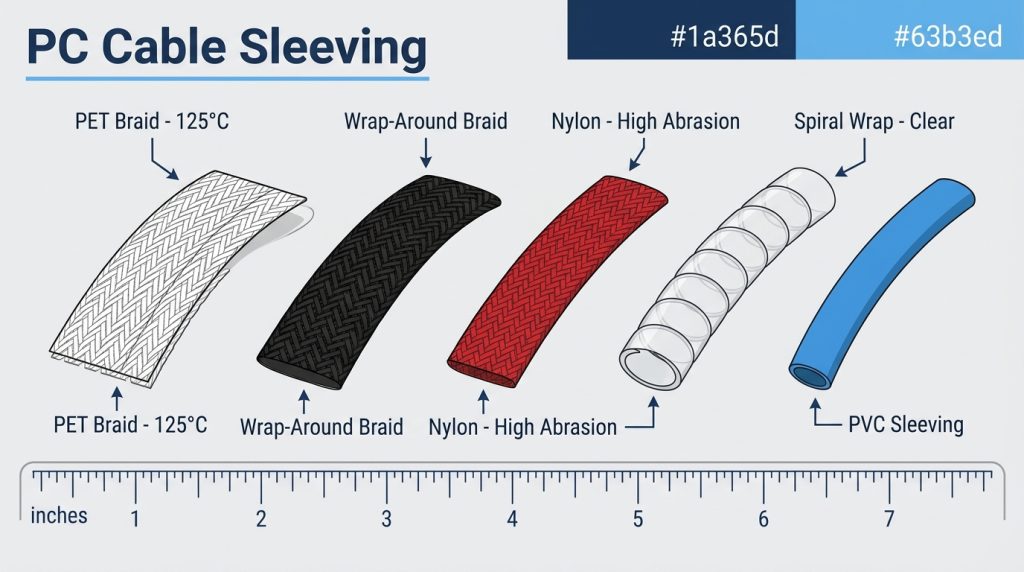 expandable PET braided nylon spiral wrap PVC cable sleeving material types