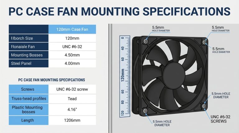 UNC #6-32 case fan screws in 5.5mm mounting holes 120mm fan chassis