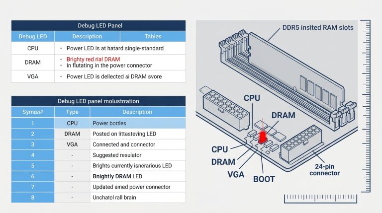 motherboard debug LED panel DRAM light red CPU VGA BOOT LEDs