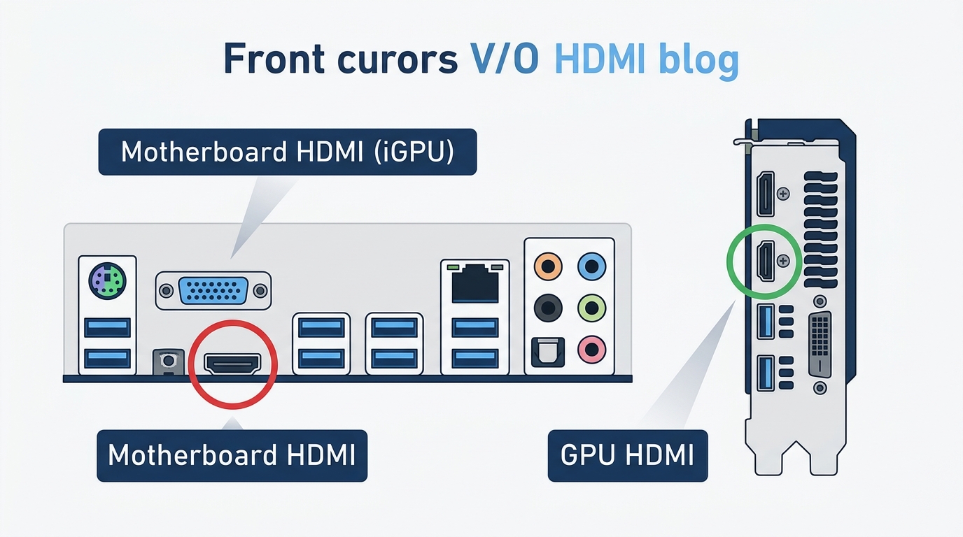 motherboard HDMI port vs GPU HDMI port I/O panel identification