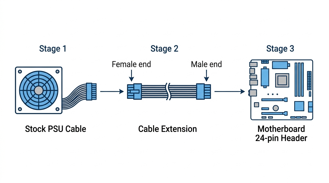 PSU cable extension installation diagram stock cable component connection